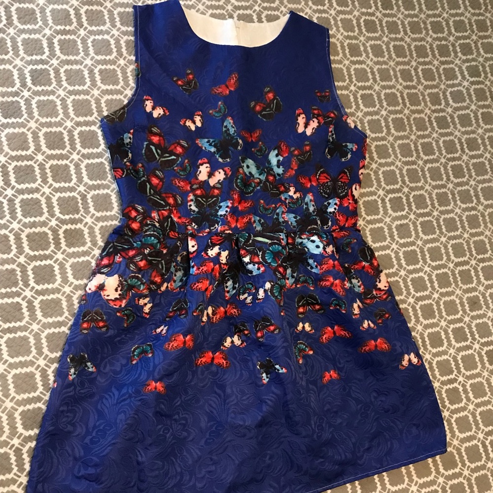 Blue butterfly high neck dress
